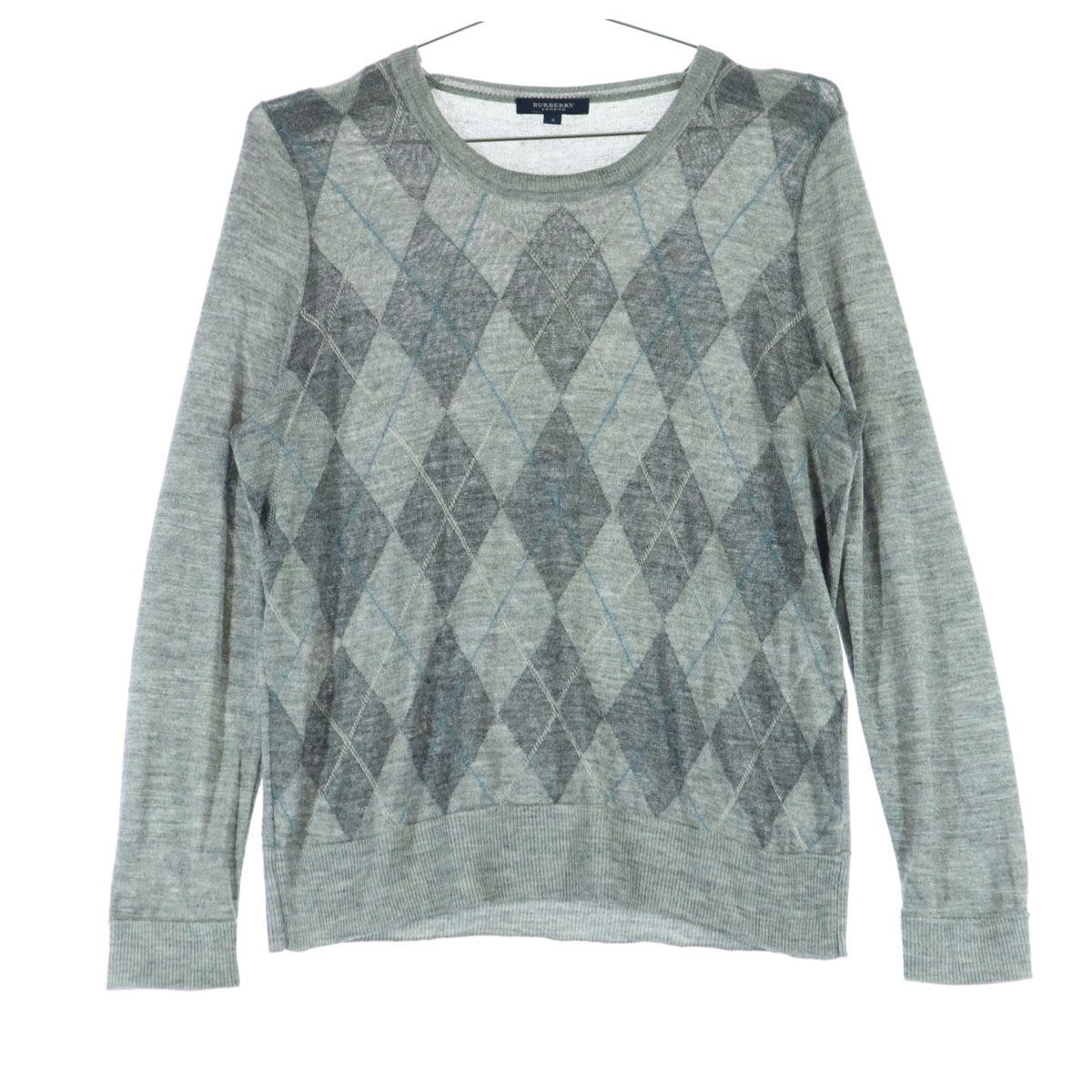 BURBERRY バーバリー アーガイル 長袖 ニット XS グレー