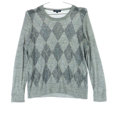 BURBERRY バーバリー アーガイル 長袖 ニット XS グレー