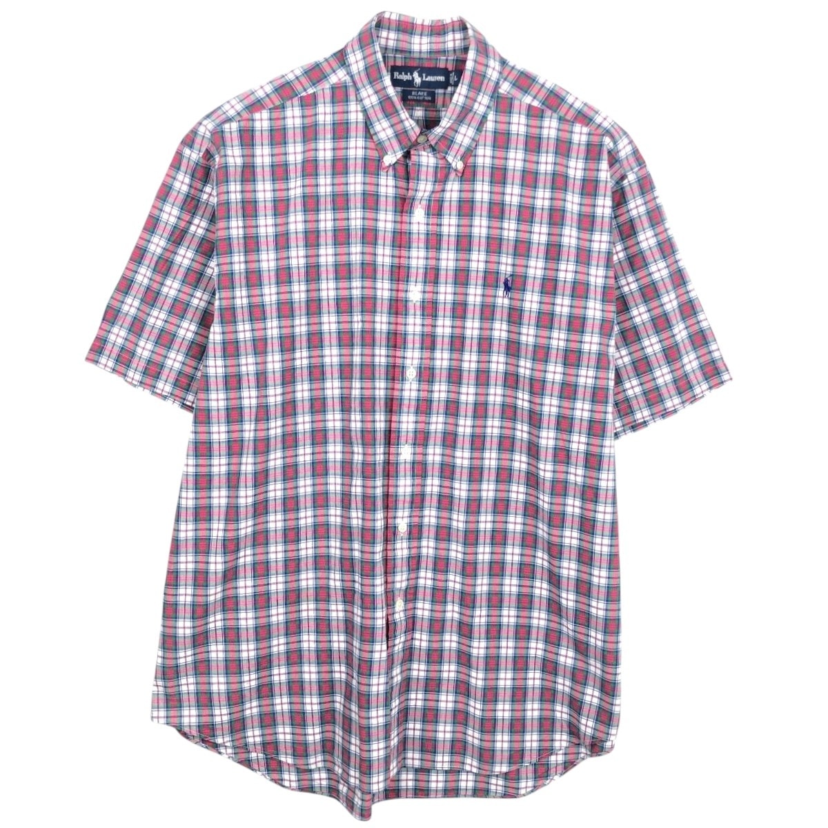 古着 ラルフローレン Ralph Lauren BLAKE マドラスチェック 半袖 ボタンダウン チェックシャツ メンズL相当/eaa670536