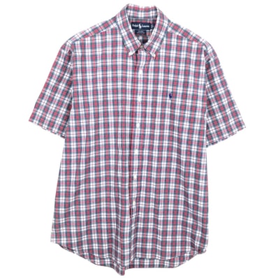 古着 ラルフローレン Ralph Lauren BLAKE マドラスチェック 半袖 ボタンダウン チェックシャツ メンズL相当/eaa670536