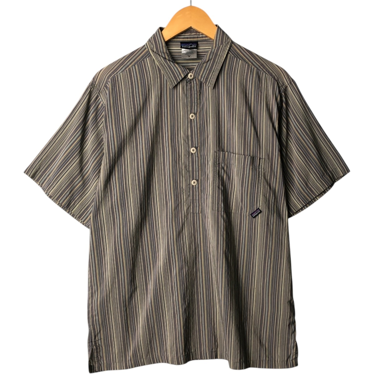 古着 00年代 パタゴニア Patagonia 54180S5 マルチストライプ 半袖 コットン×ナイロン ストライプシャツ ボックスシャツ メンズM相当/eaa568952