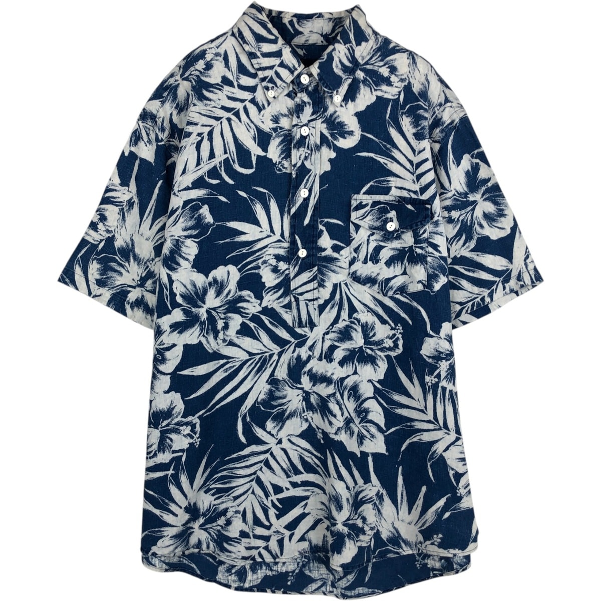 古着 ラルフローレン Ralph Lauren ハイビスカス柄 ハーフボタン プルオーバー ボタンダウン ハワイアンアロハシャツ メンズL相当/eaa635692