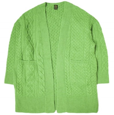BATONER x BEAMS バトナー ビームス 19AW 別注 日本製 WOOL ALPAKA CABLE CARDIGAN ウールアルパカケーブルカーディガン BN-19FL-042 2 GREEN ニット トップス g20894
