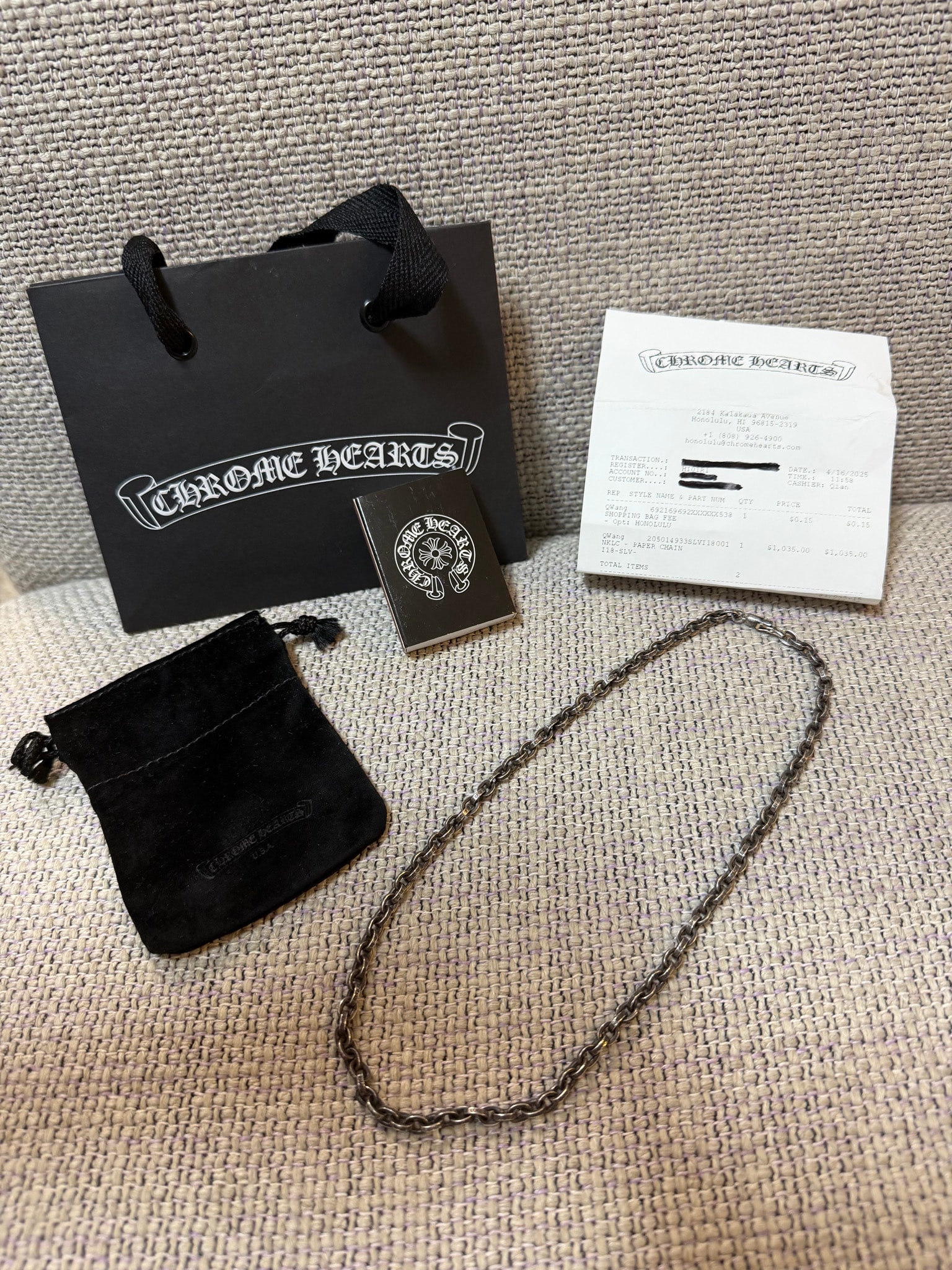 Chrome Hearts Paper Chain Necklace "Silver"