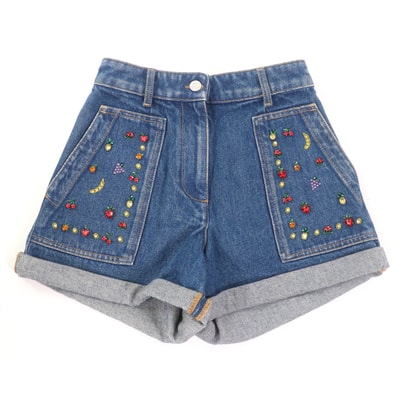 Valentino Embroidered Denim Shorts Fruits "Indigo"
