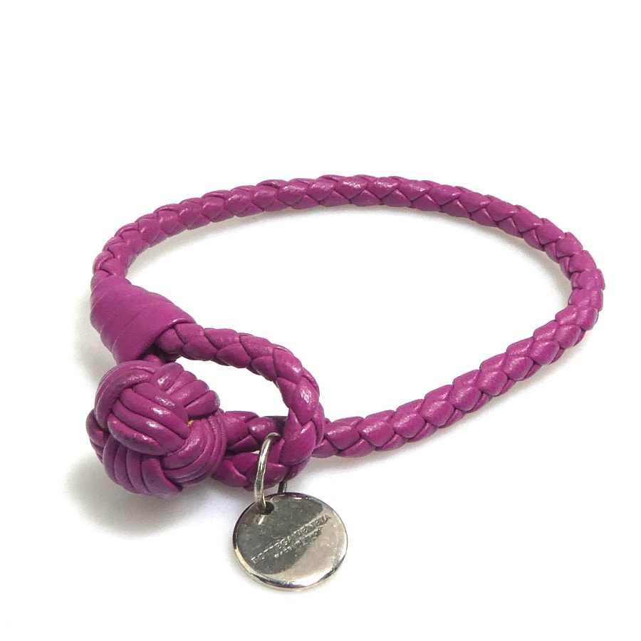 ボッテガヴェネタ BOTTEGAVENETA ブレスレット レザー/メタル パープル/シルバー ユニセックス【中古】 e60708a