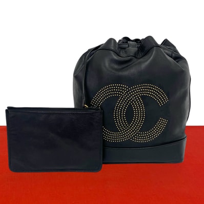 CHANEL シャネル ココマーク スタッズ レザー ショルダーバッグ ブラック
27539