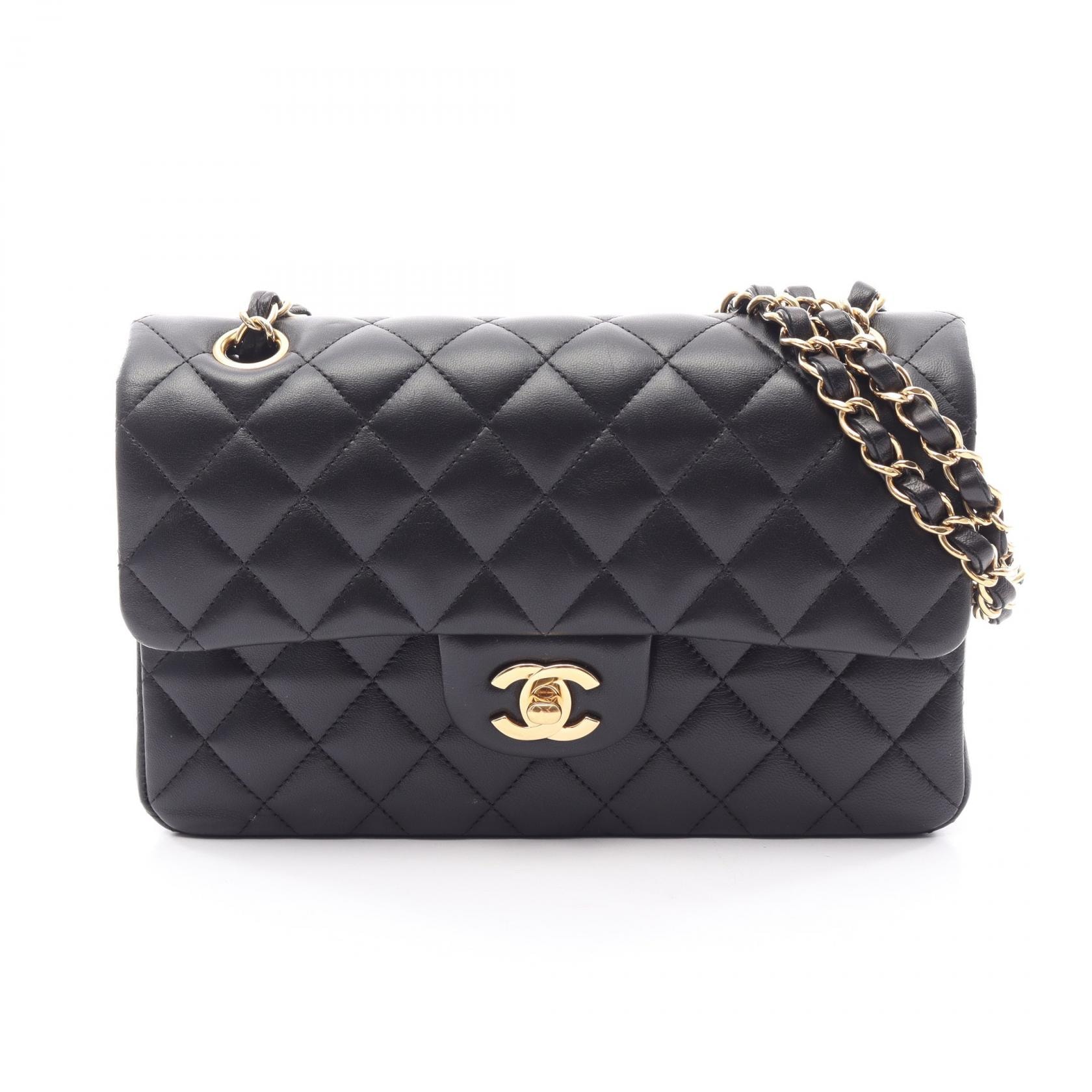 シャネル CHANEL マトラッセ Wフラップ ショルダーバッグ バッグ ラムスキン(羊革) レディース ブラック系 AO1113 【中古】