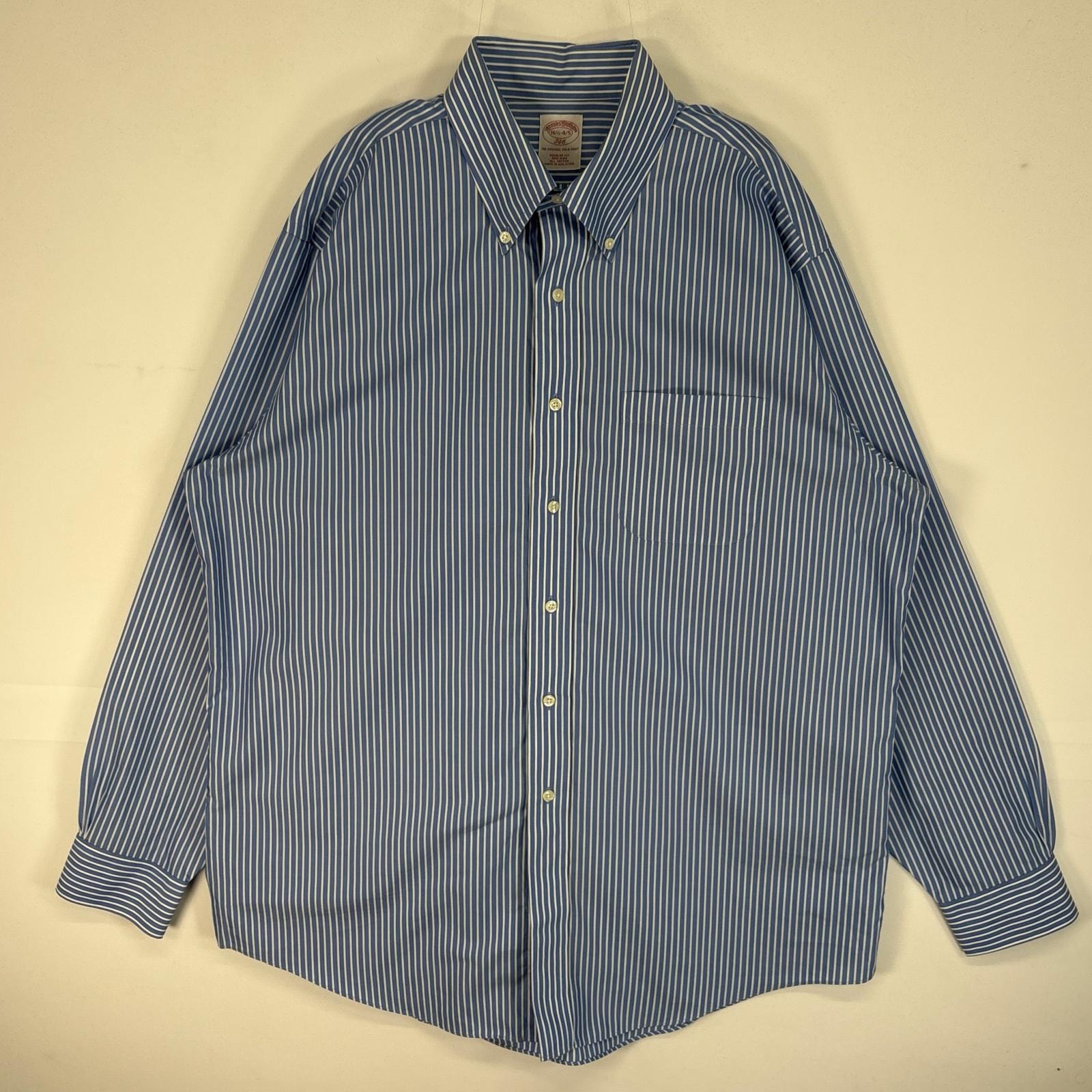 古着 ブルックスブラザーズ Brooks Brothers 長袖シャツ 胸ポケ 346 ボタンダウン L ブルー系 ストライプ メンズ