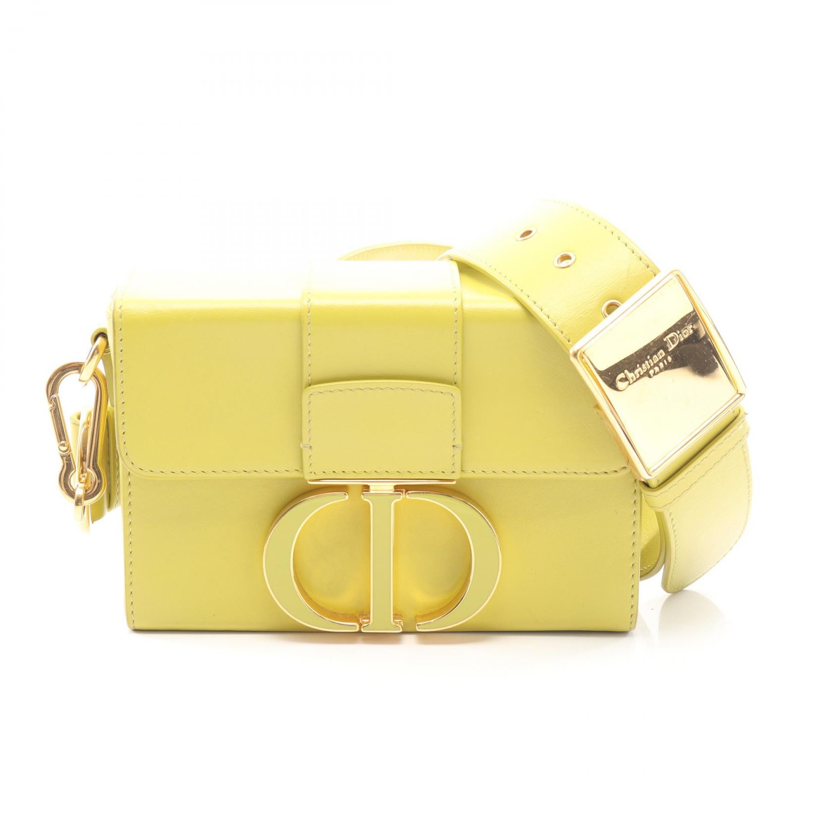 ディオール Dior 30 MONTAIGNE モンテーニュ ボックス ショルダーバッグ バッグ レザー レディース イエロー系 【中古】