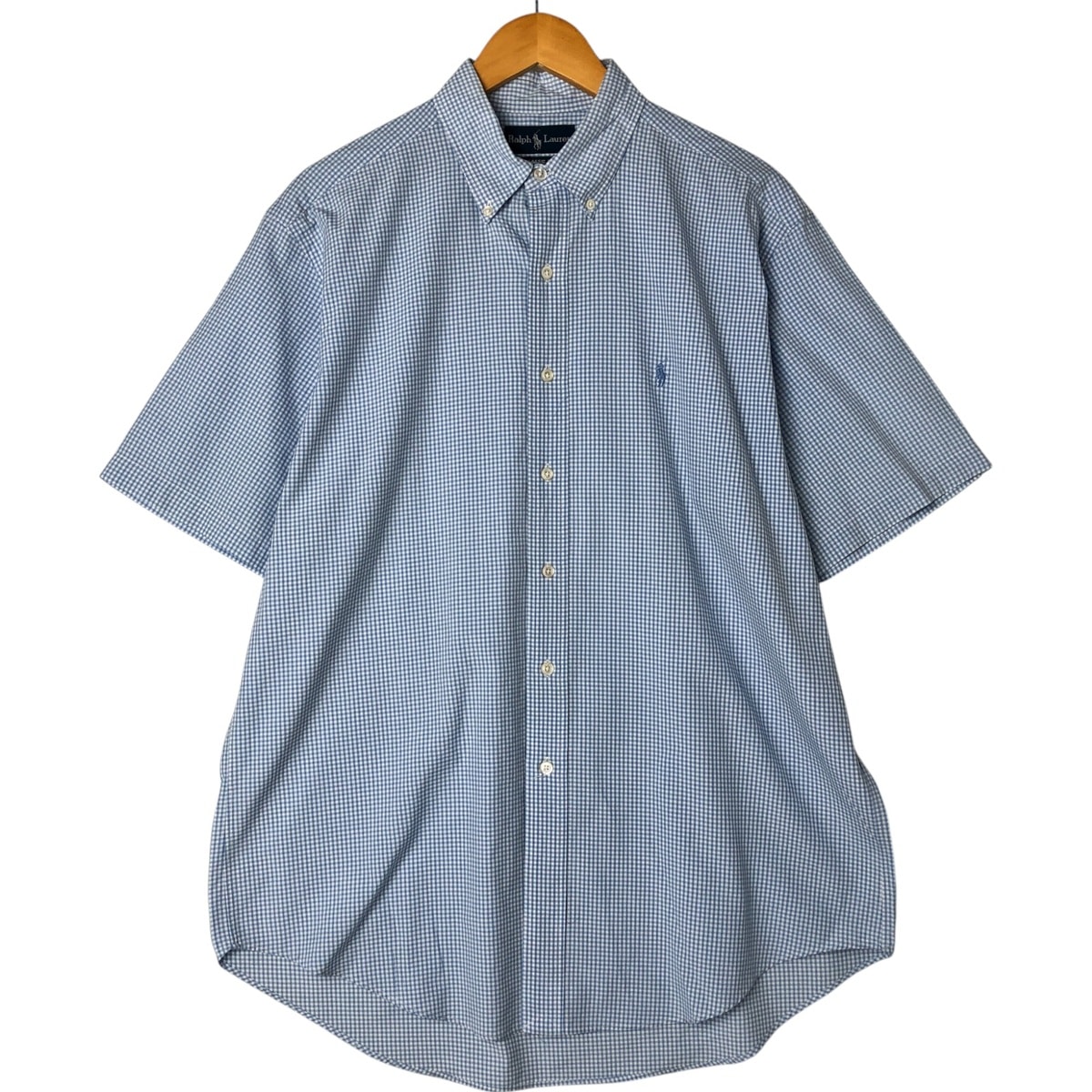 古着 ラルフローレン Ralph Lauren CLASSIC FIT ギンガムチェック 半袖 ボタンダウン チェックシャツ メンズL相当/eaa557859