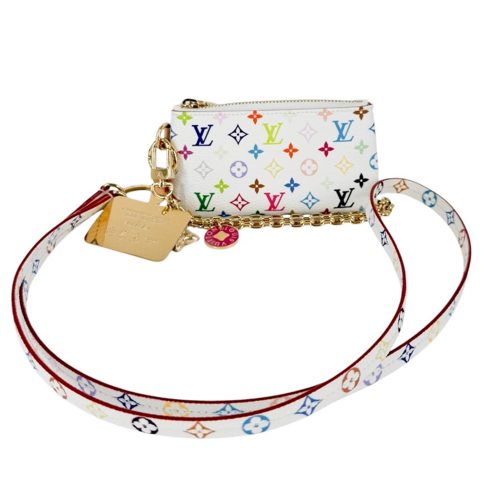 LOUIS VUITTON ルイヴィトン キーホルダー モノグラム 村上隆 フォンホルダー LV×TM 小物 ポーチ M14099    ホワイト 白 マルチカラー レディース 美品【中古品】