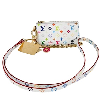 LOUIS VUITTON ルイヴィトン キーホルダー モノグラム 村上隆 フォンホルダー LV×TM 小物 ポーチ M14099 ホワイト 白 マルチカラー レディース 美品【中古品】