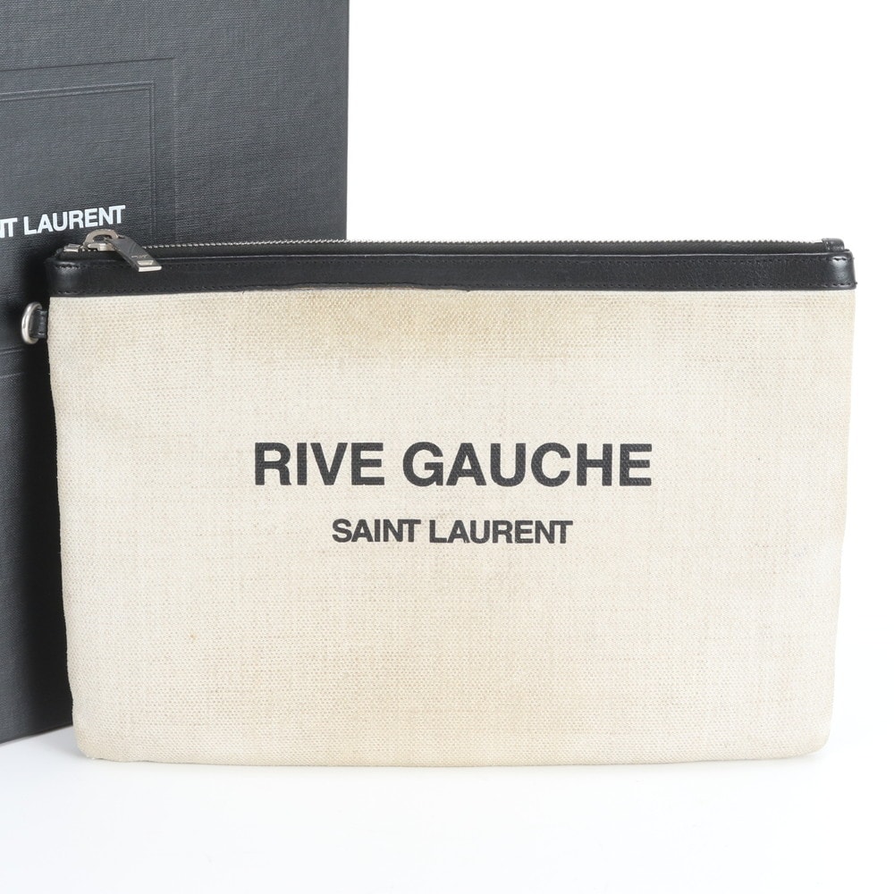 サンローラン パリ セカンドバッグ レザー×キャンバス