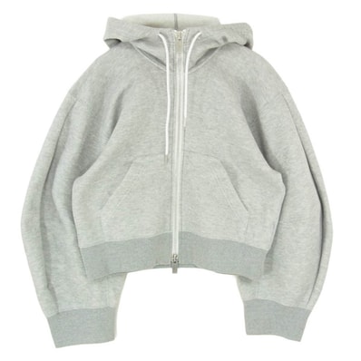 Sacai サカイ 24SS 24-07394 Sponge Sweat Hoodie スポンジ スウェット ショート丈 クロップド フーディー ジップパーカー グレー系 2【中古】
