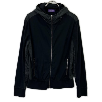 ラルフローレン パープルレーベル ブラック ニットナイロンコンビ フーディジャケット M