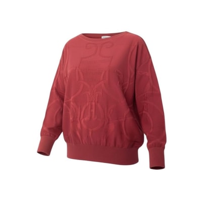 美品 HERMES エルメス 2021 L’INSTRVCTION 帝王学 ジャガード エンブロイダリー ニット レッド シルク コットン/ ナイロン ポリウレタン レーヨン/ セーター A3-00129 【中古】
