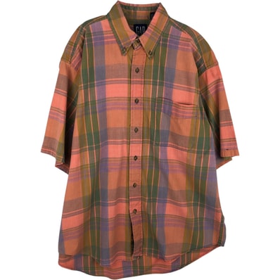 古着 90年代 ギャップ GAP オールドギャップ 半袖 ボタンダウン チェックシャツ 英国製 メンズM相当 ヴィンテージ/eaa625533