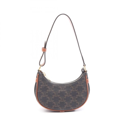セリーヌ CELINE AVA ミニ アヴァ トリオンフ ハンドバッグ バッグ PVCコーティングキャンバス レザー レディース ブラック系 / ブラウン系 10I602DS1.04LU 【中古】