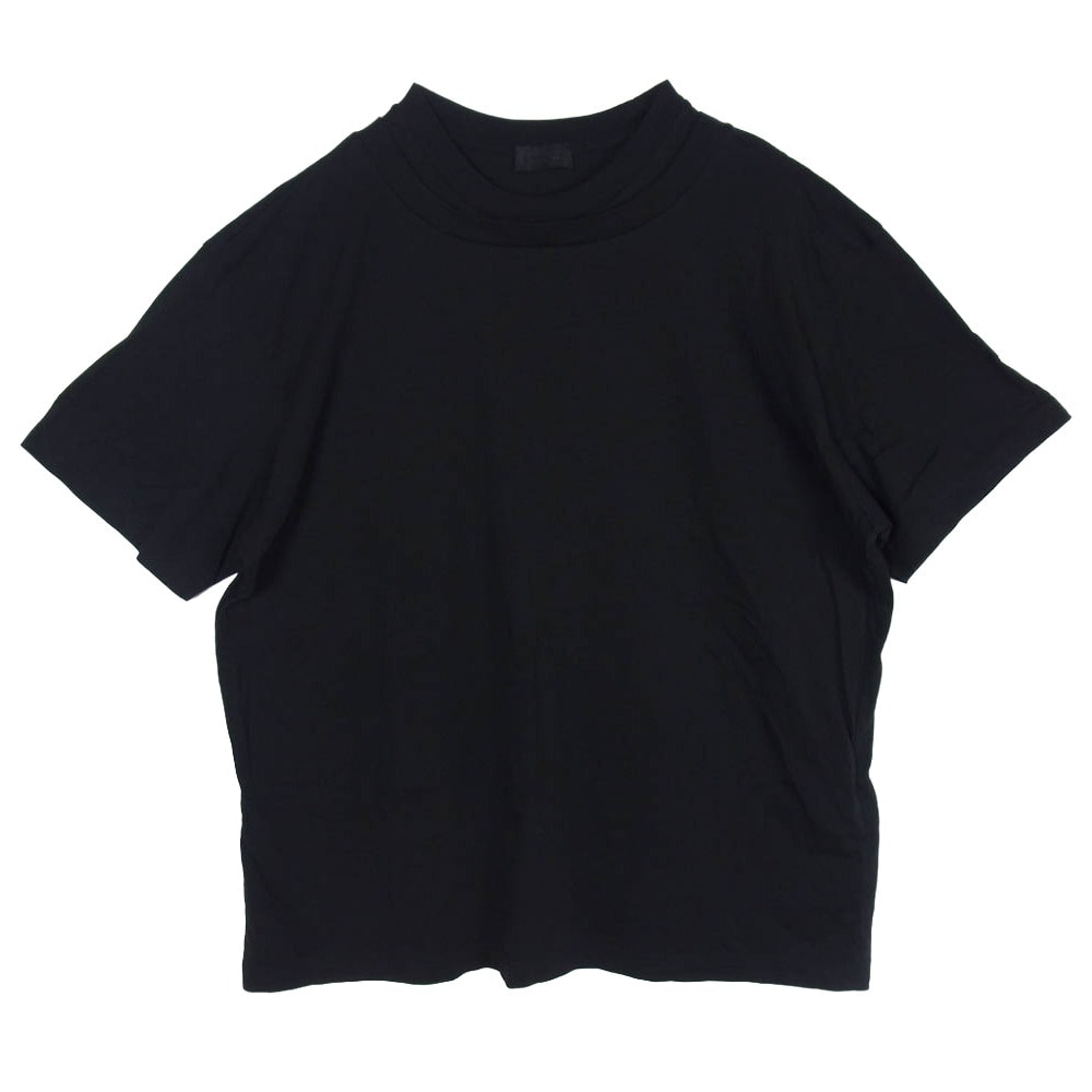 MONCLER モンクレール 25SS K10918C00003 SS T-SHIRT ダブルネック ラバーロゴ ブラックワッペン コットンジャージ 半袖 Tシャツ ブラック系 L【中古】