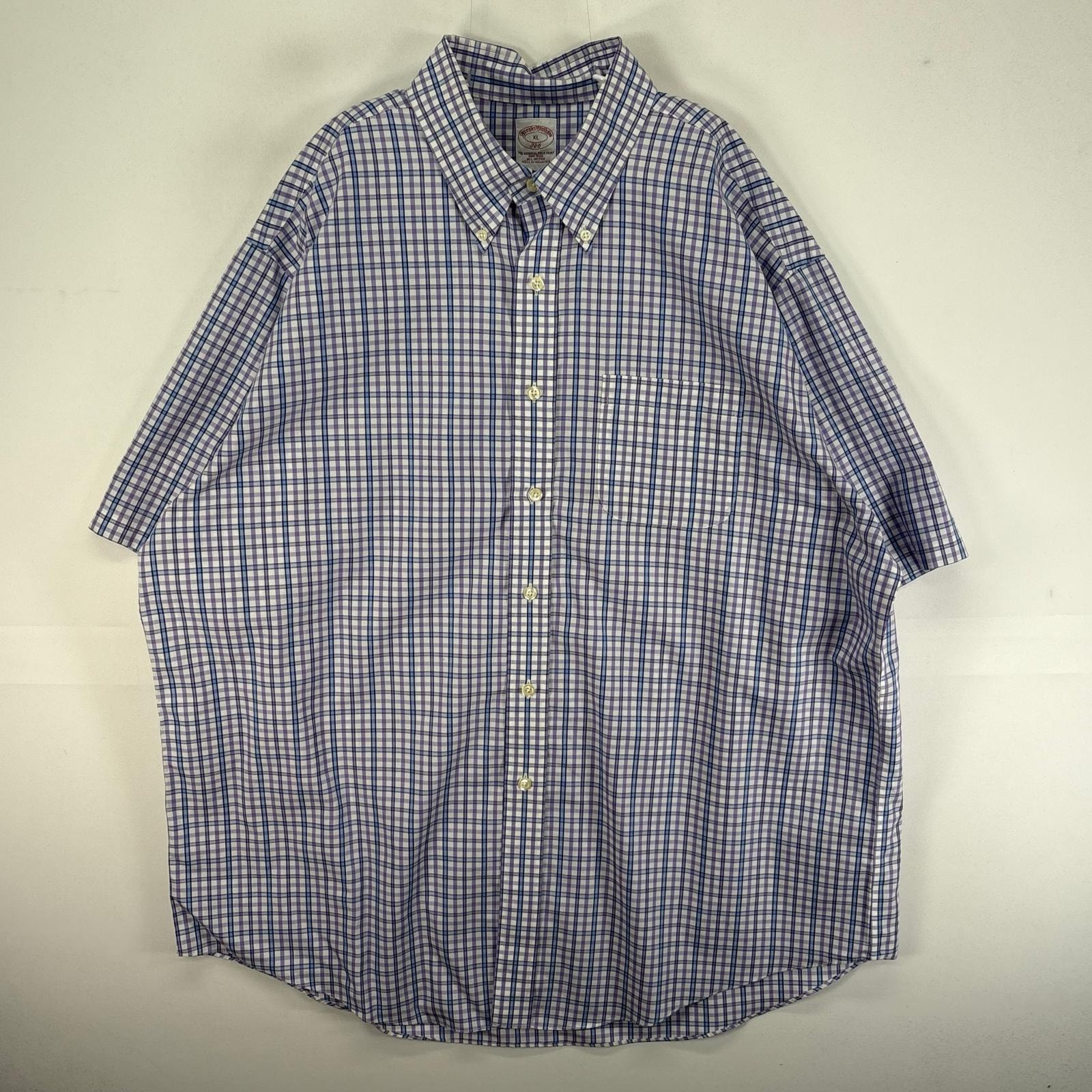 古着 ブルックスブラザーズ Brooks Brothers 半袖シャツ 胸ポケ 346 XL  ブルー系 チェック メンズ