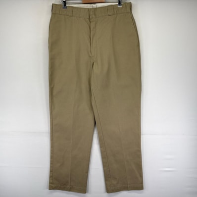 古着 90's/90年代 ディッキーズ Dickies USA製 パンツ チノパン TALONジップ センタープレス ワーク W36 L32 ベージュ系 メンズ