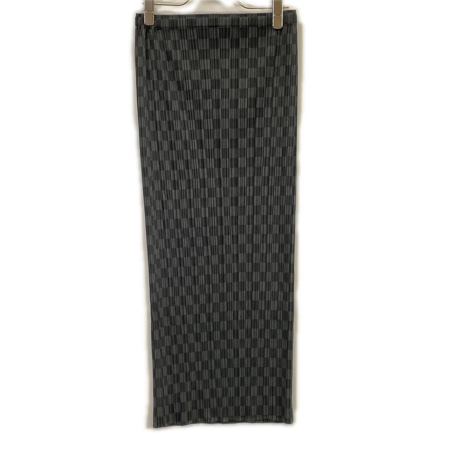 プリーツプリーズ PP31-JG965 グレー チェックロングスカート 1