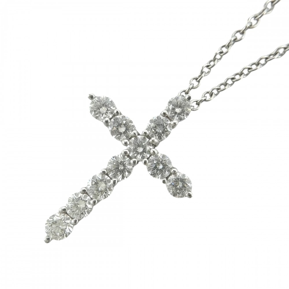 TIFFANY&Co. ティファニー ネックレス クロスペンダント スモール アクセサリー ジュエリー Pt950プラチナ    ダイヤモンド レディース 約3.3g【中古品】