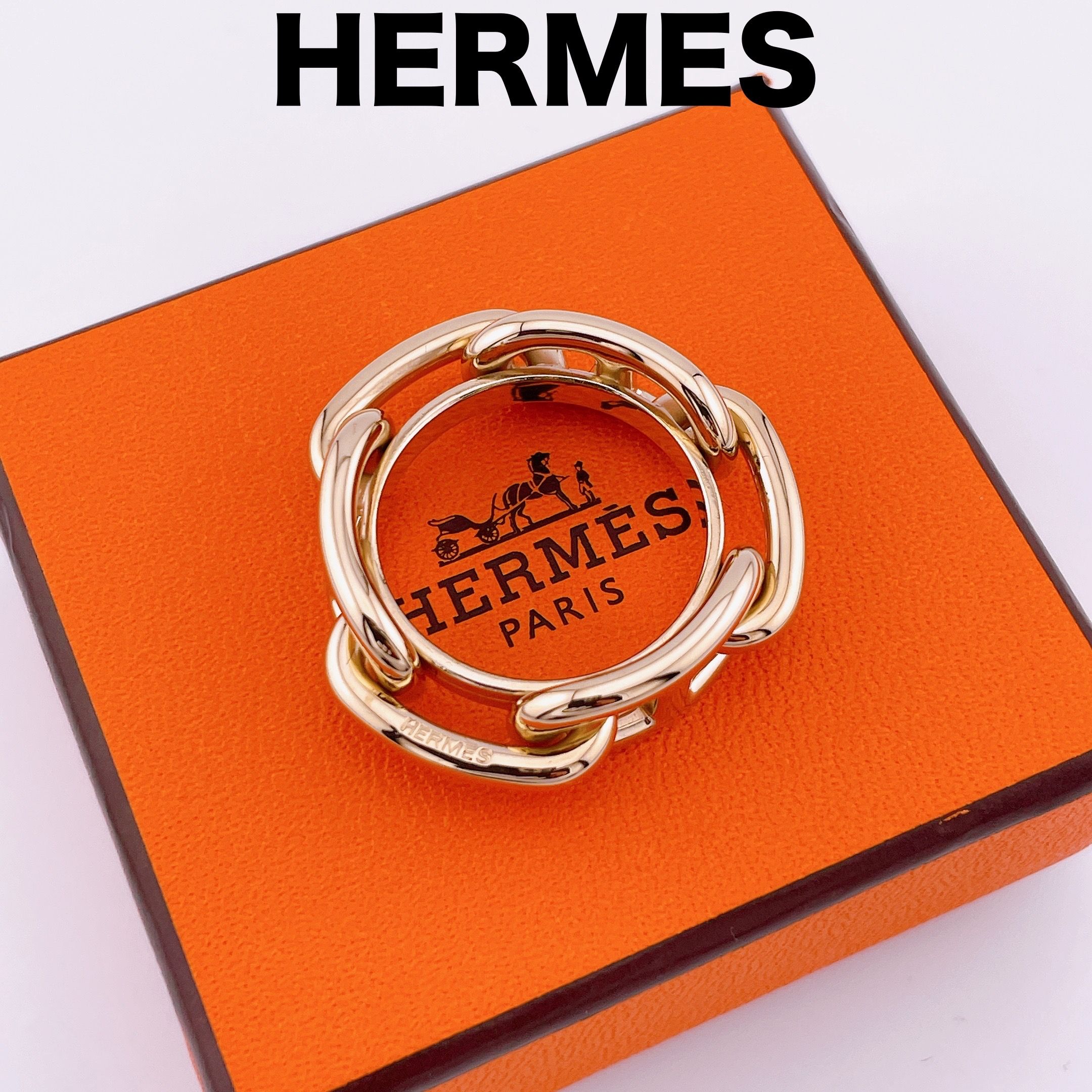 【極美品】エルメス レガット スカーフリング GP ゴールド シェーヌダンクル