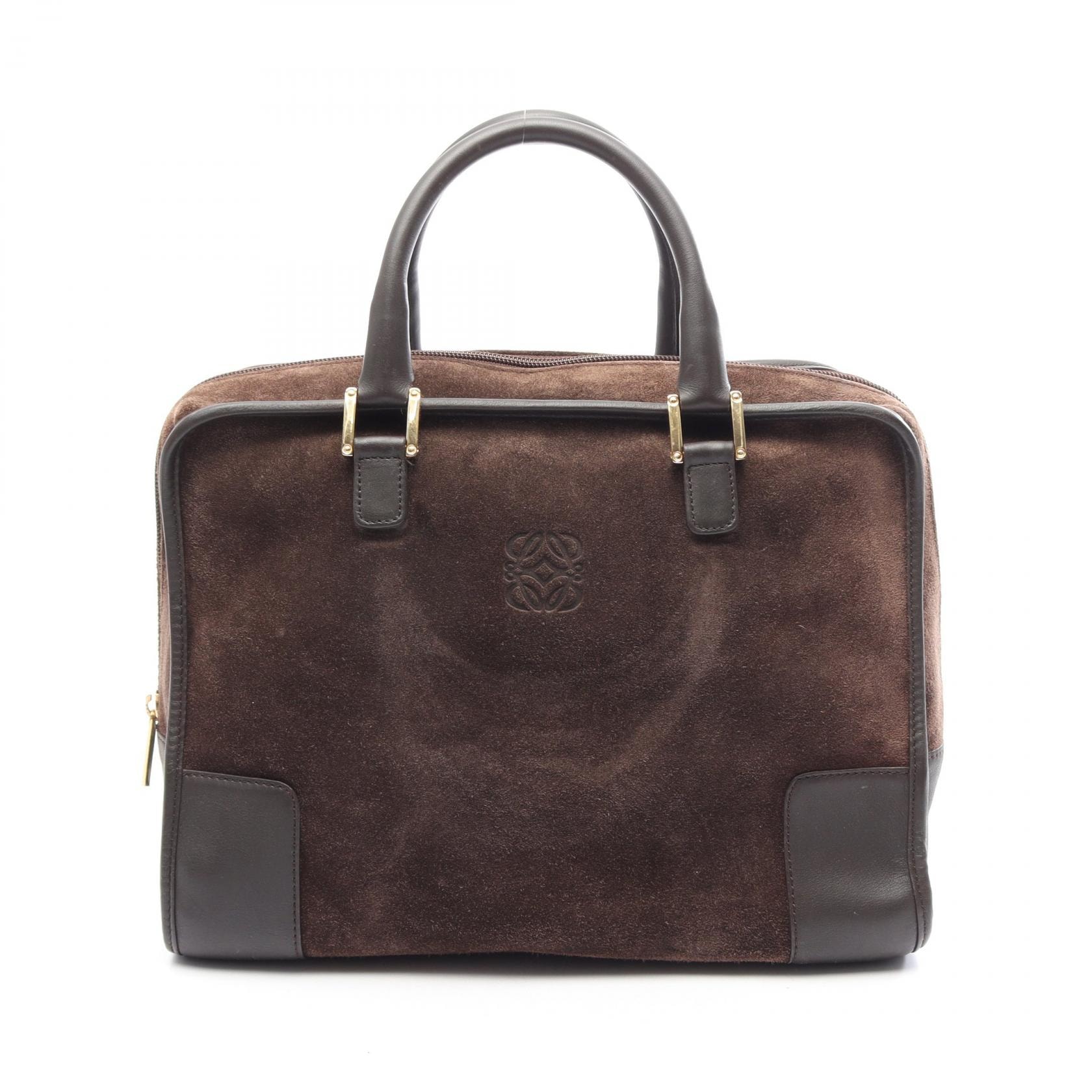 ロエベ LOEWE アマソナ32 ハンドバッグ バッグ レザー スウェード レディース ブラウン系 【中古】