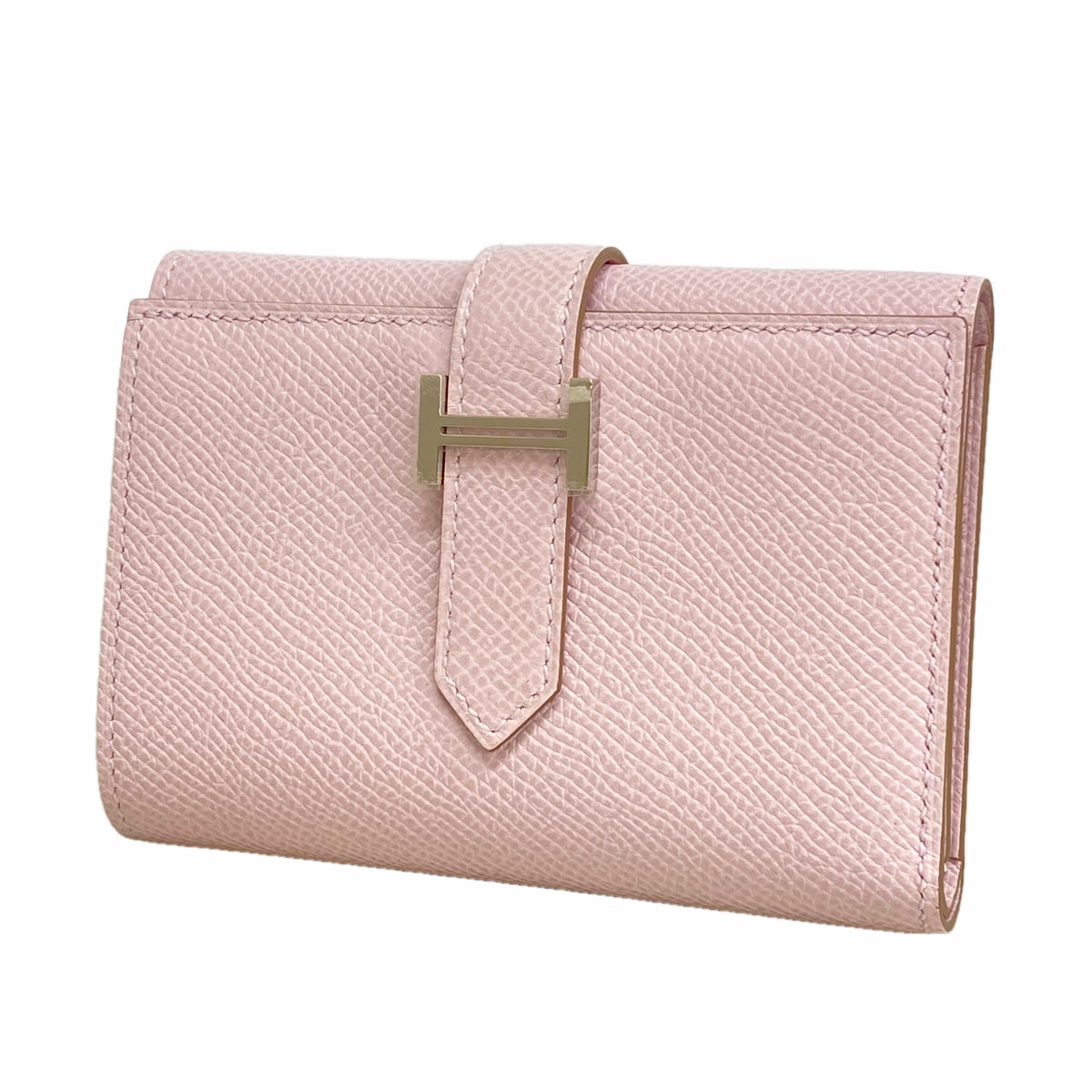 ★最終価格★SALE【6id5396】エルメス 三つ折り財布 ベアンコンビネ ヴォーエプソン モーヴペール シルバー金具 W刻印【中古】レディース
