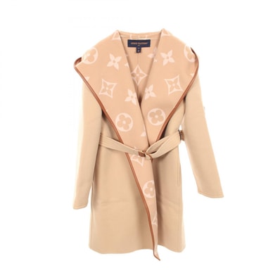 ルイ・ヴィトン LOUIS VUITTON ジャイアントモノグラム フーテッド ラップコート 衣料品 アウター ウール ベージュ レディース ベージュ系 【中古】