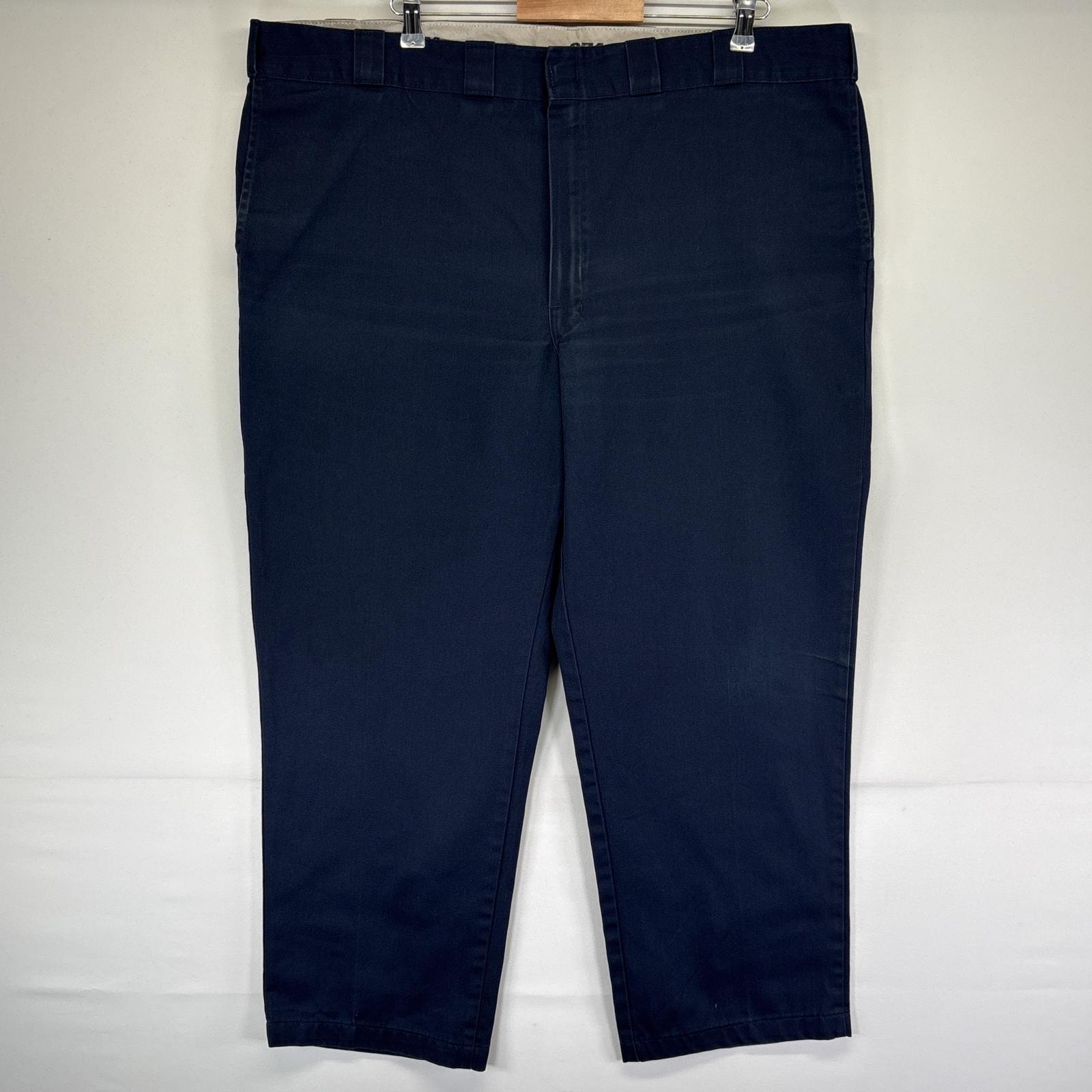 古着 ディッキーズ Dickies ワークパンツ 874 チノパン ストレート 大きいサイズ ワンポイントロゴ w46 L30  ネイビー メンズ