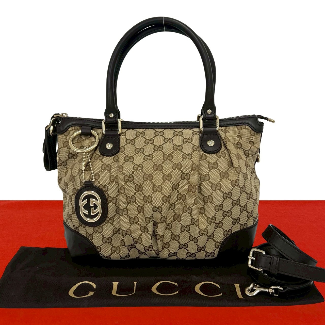 GUCCI グッチ スーキー GG  キャンバス レザー ショルダーバッグ ブラウン
 36293
