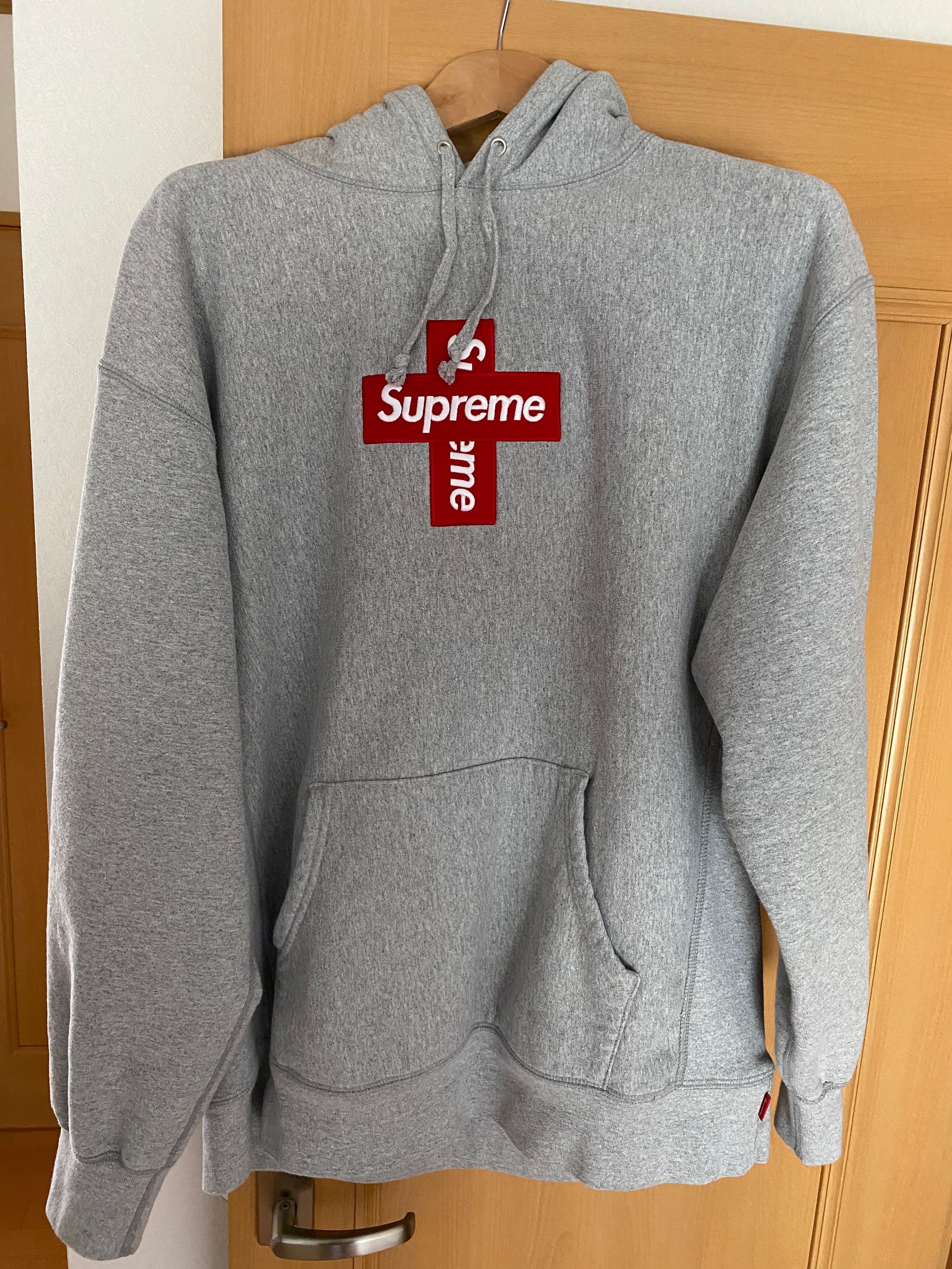 Supreme Cross Box Logo Hooded Sweatshirt "Grey"