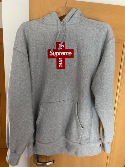 Supreme Cross Box Logo Hooded Sweatshirt "Grey"