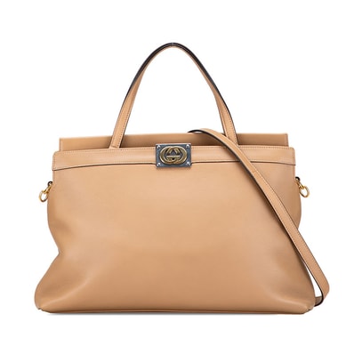 グッチ インターロッキングG ハンドバッグ ショルダーバッグ 2WAY 630595 ベージュ レザー レディース GUCCI 【中古】