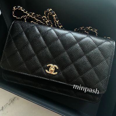 CHANEL ♡ チェーンウォレット ターンロック キャビアスキン 黒 GOLD