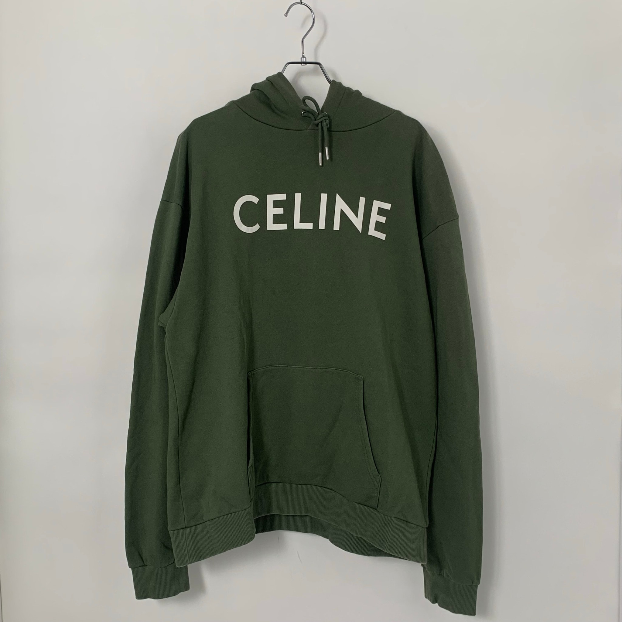CELINE Loose Hoodie In Cotton Fleece "Khaki/Off White"