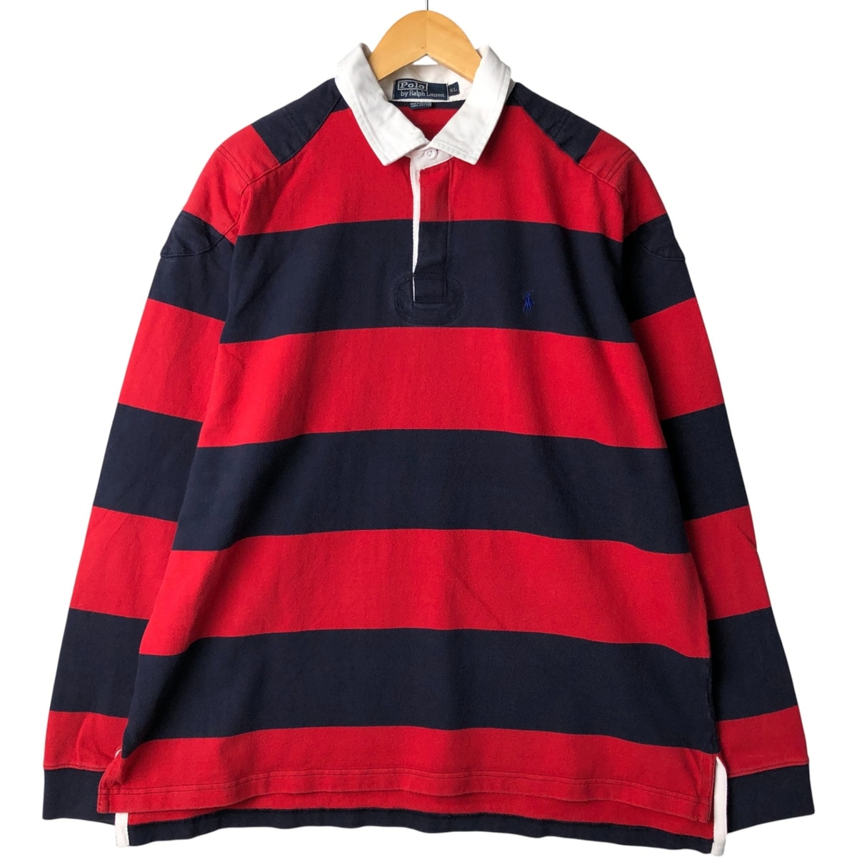 古着 ラルフローレン Ralph Lauren POLO by Ralph Lauren ボーダー柄 長袖 ラガーシャツ メンズXL相当/eaa594600