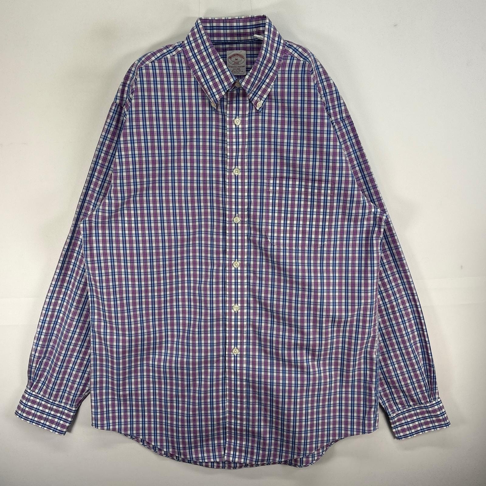 古着 ブルックスブラザーズ Brooks Brothers 長袖シャツ チェック ボタンダウン 346 M パープル系 マルチカラー メンズ