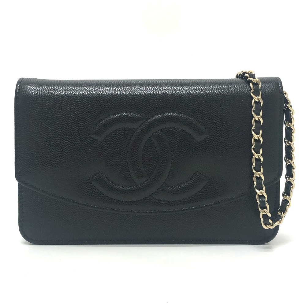 シャネル CHANEL メティエダール コレクション ココマーク AP4653 長財布 グレインド シャイニー チェーンウォレット ショルダーバッグ カーフスキン ブラック 未使用