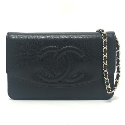シャネル CHANEL メティエダール コレクション ココマーク AP4653 長財布 グレインド シャイニー チェーンウォレット ショルダーバッグ カーフスキン ブラック 未使用