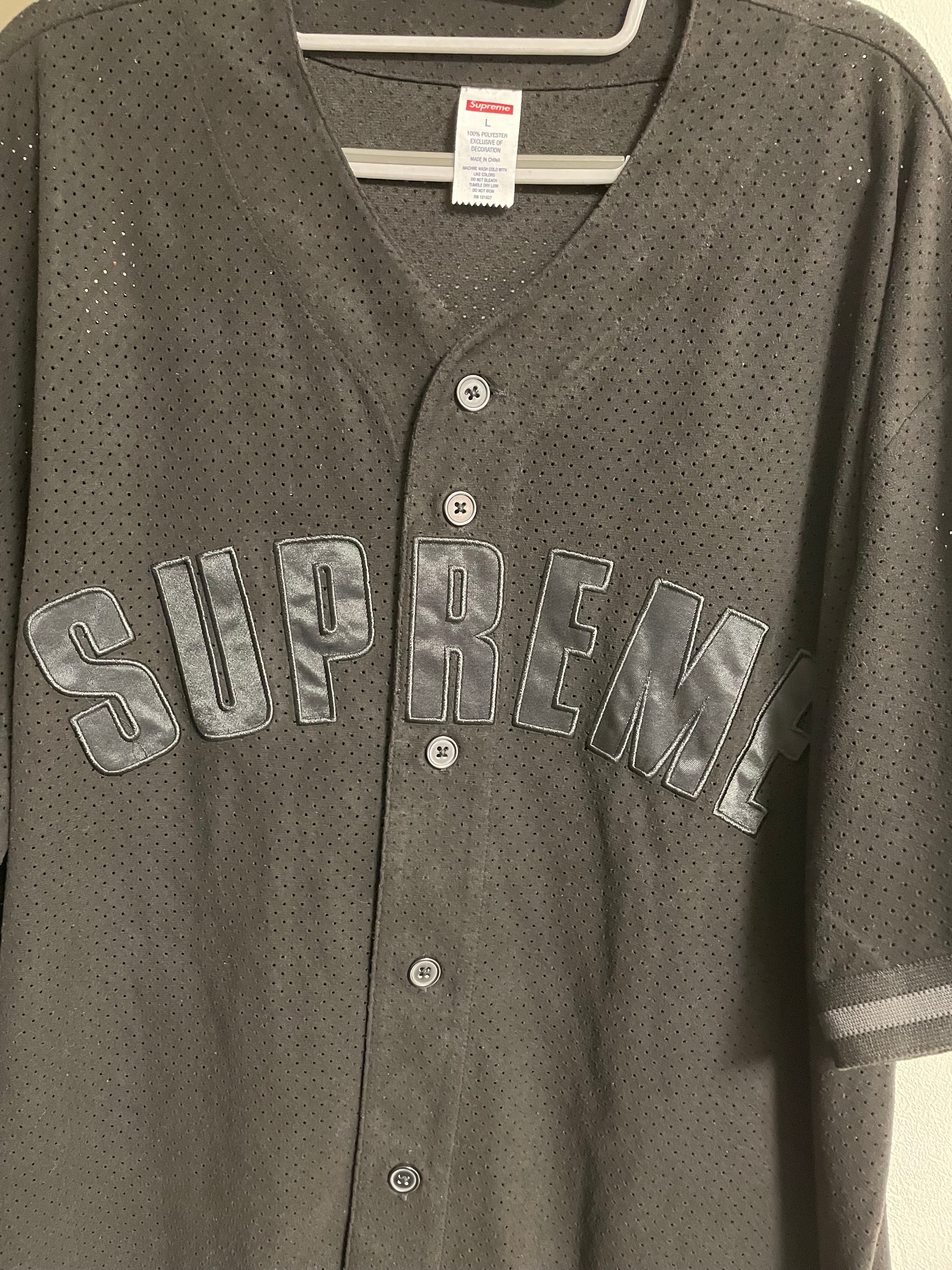 Supreme Ultrasuede Mesh Baseball Jersey "Black"