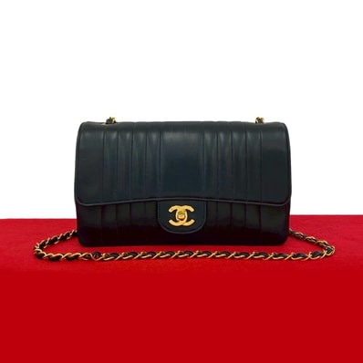 CHANEL シャネル マドモアゼル ココマーク ラムスキン ショルダーバッグ ネイビー
21381