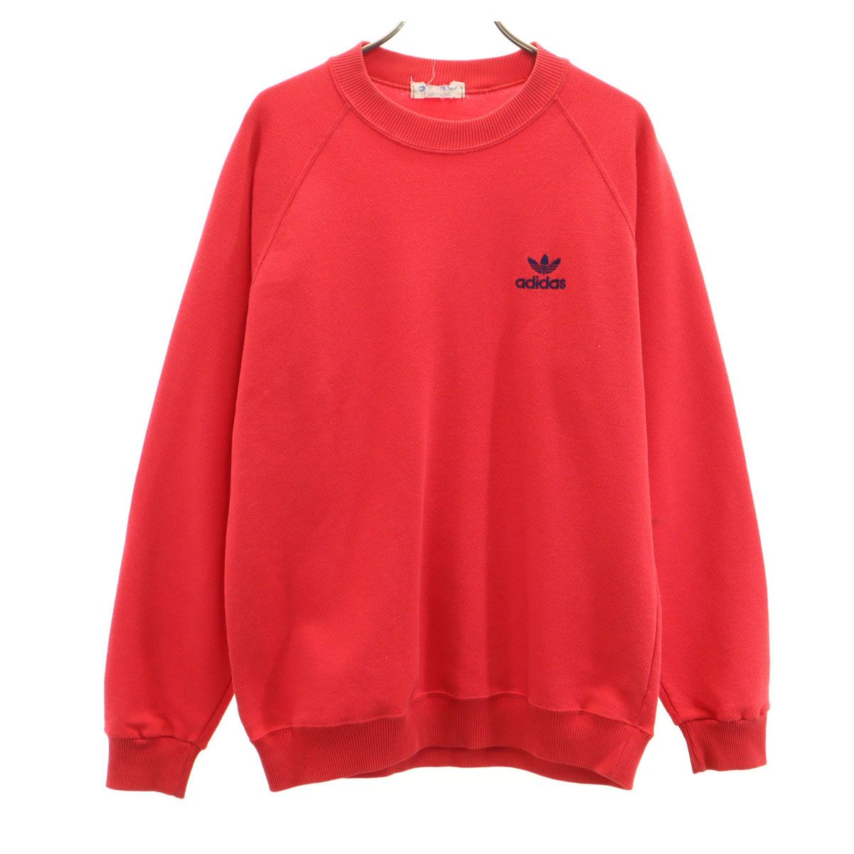 adidas アディダス 70s 80s ヴィンテージ トレフォイルロゴ刺繍 長袖 トレーナー l 赤 デサント