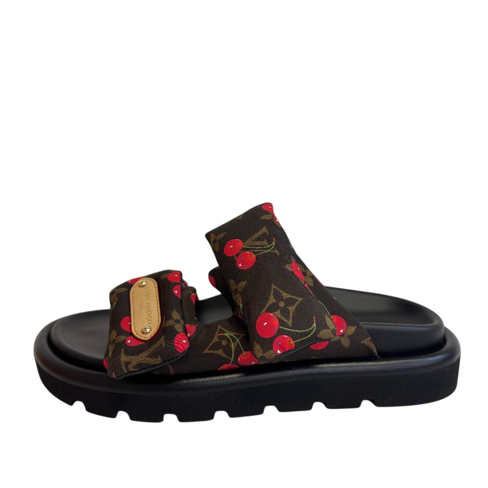 ルイヴィトン LOUIS VUITTON ミュール モノグラムチェリー プールピロー 村上隆 ブラック