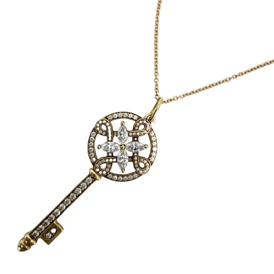 TIFFANY&Co. ティファニー ネックレス ビクトリア キー 鍵 ジュエリー アクセサリー Au750 18金YG K18イエローゴールド ダイヤモンド レディース 約4.5g【中古品】
