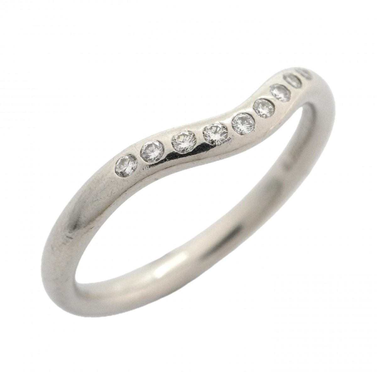 【6jbb0373】ティファニー リング カーブドバンド Pt950 プラチナ ダイヤモンド 9号【中古】レディース