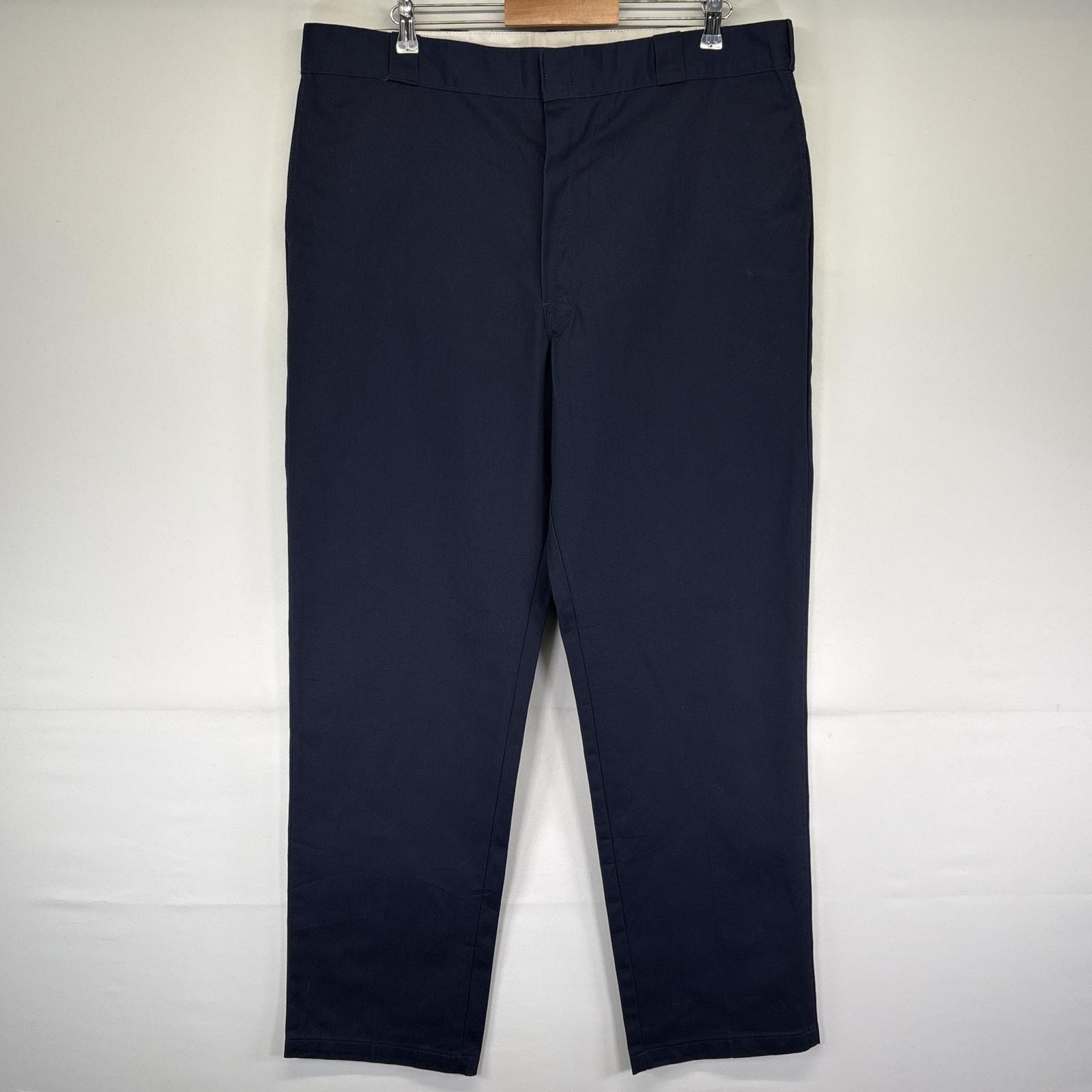 古着 ディッキーズ Dickies ワークパンツ 874 チノパン ワンポイントロゴ 大きいサイズ テーパード w42 L34 ネイビー メンズ